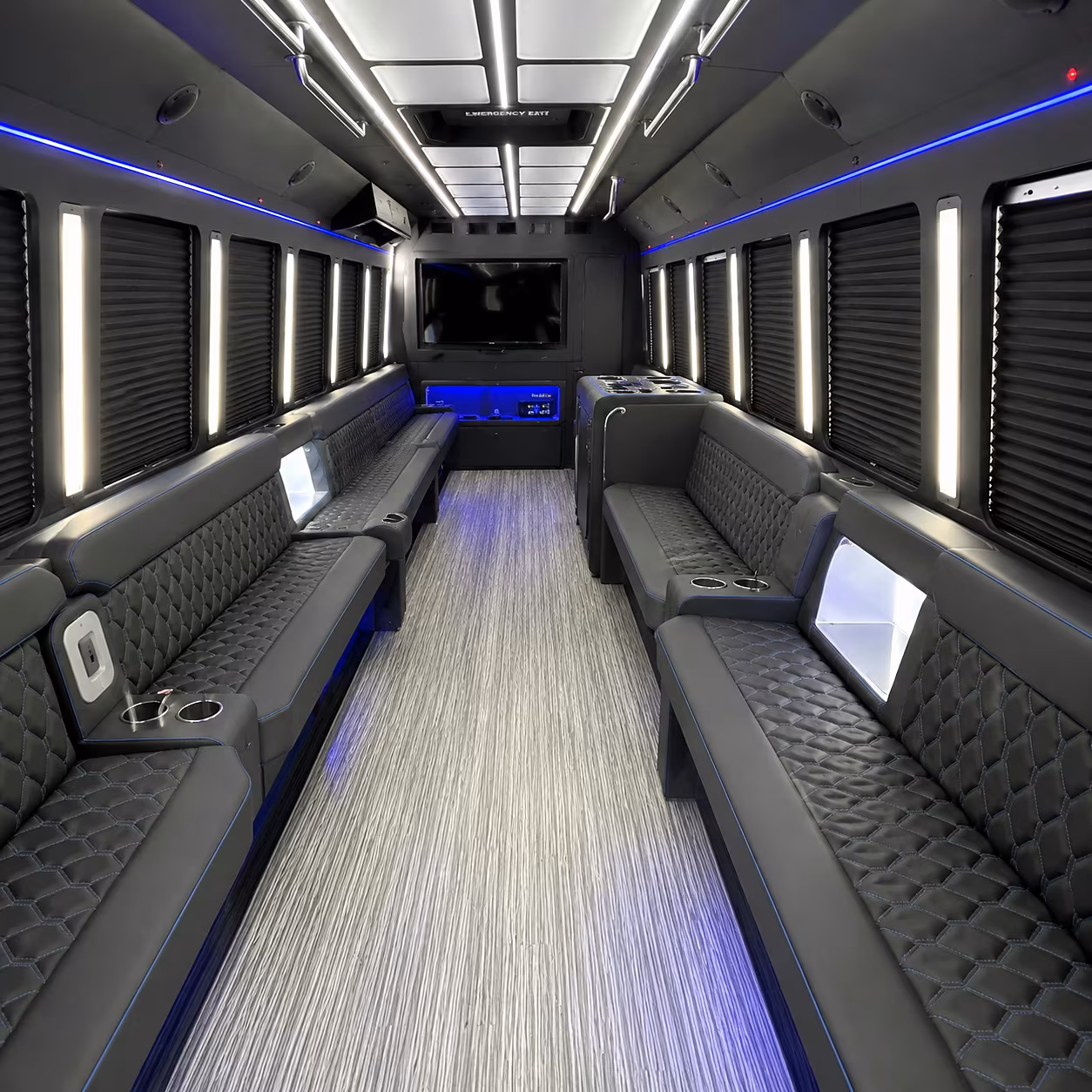 Group beside a Mercedes Sprinter limo in Fort Myers