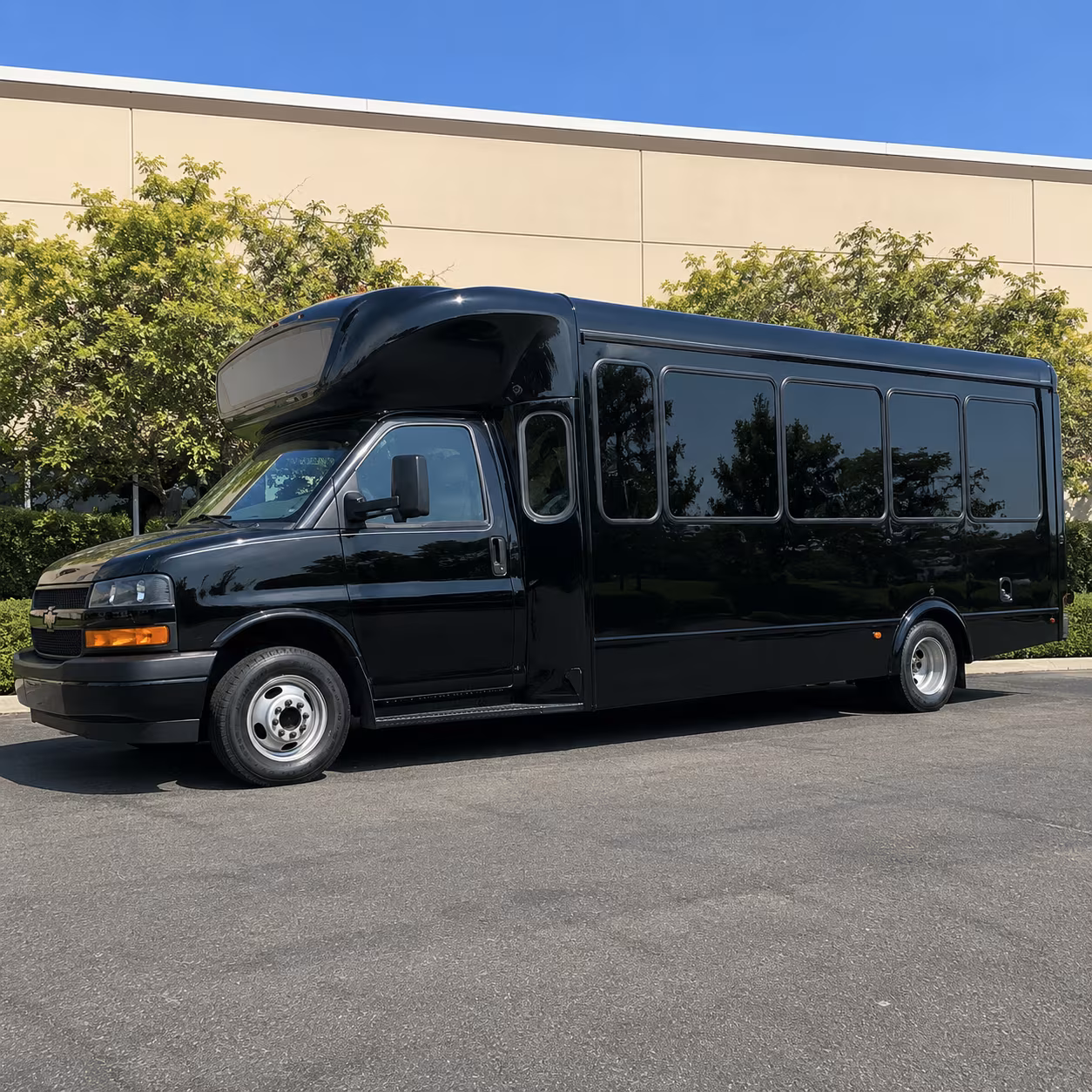 Wedding guests seated inside a party bus serving Fort Myers